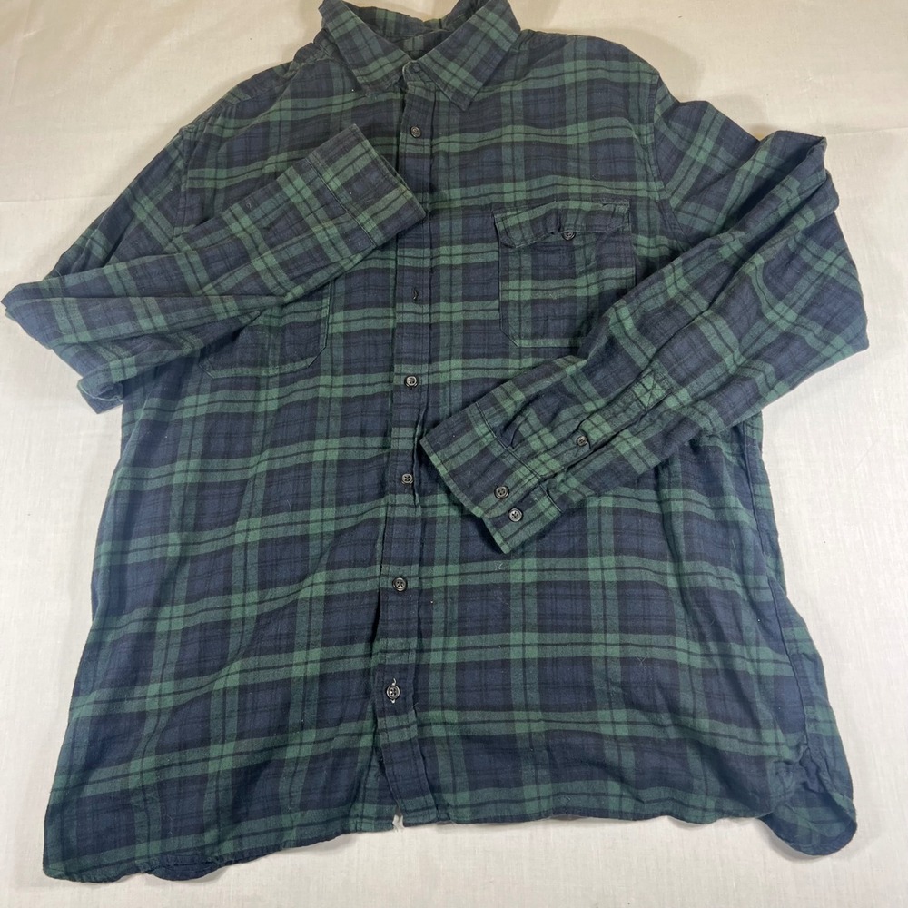Goodfellow & Co Mens XXL Flannel Shirt Green Plaid Long Sleeve Button Up